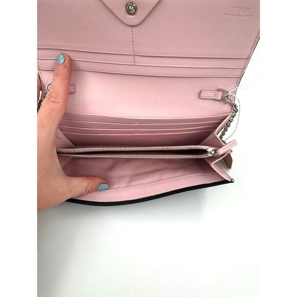 Fendi Black Pink Red Heart Rockstud wallet on chain WOC bag SHW Crossbody - Picture 5 of 10